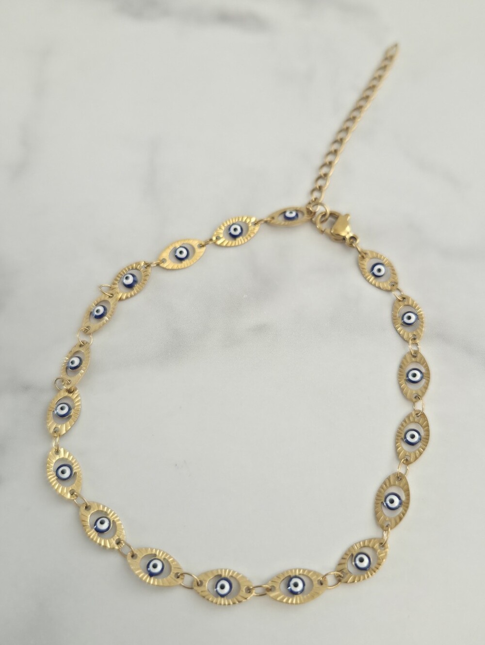 ​Gold Evil Eye Anklet Stainless Steel Turkish Eye Ankle Bracelet Link Chain